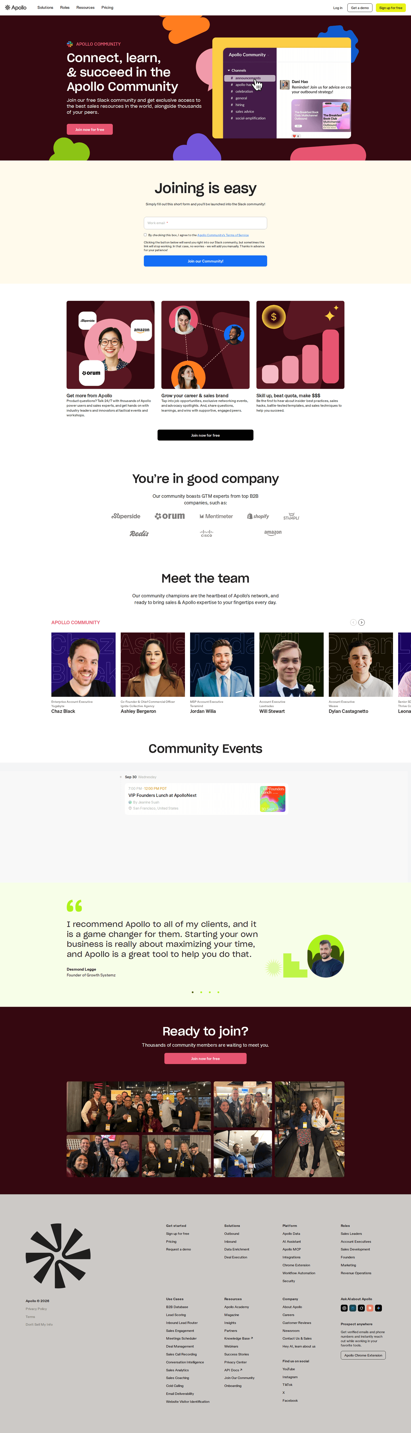 Apollo.io community page