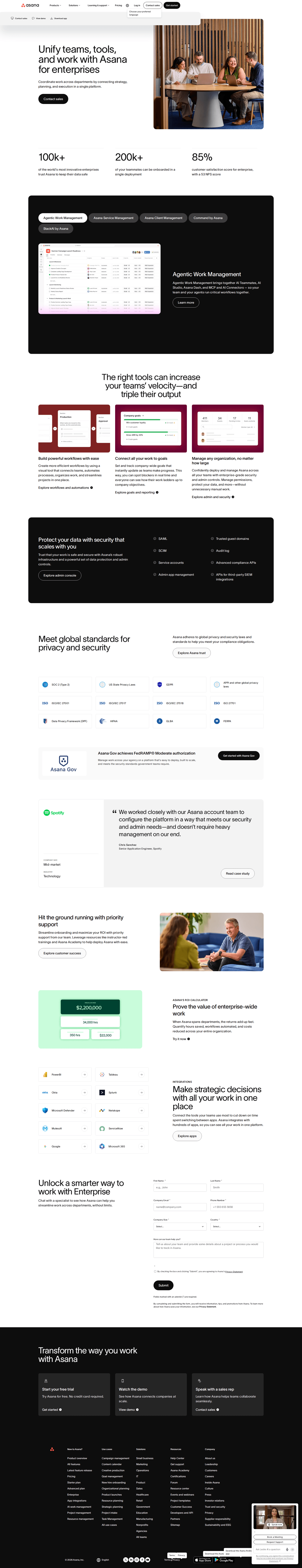 Asana homepage