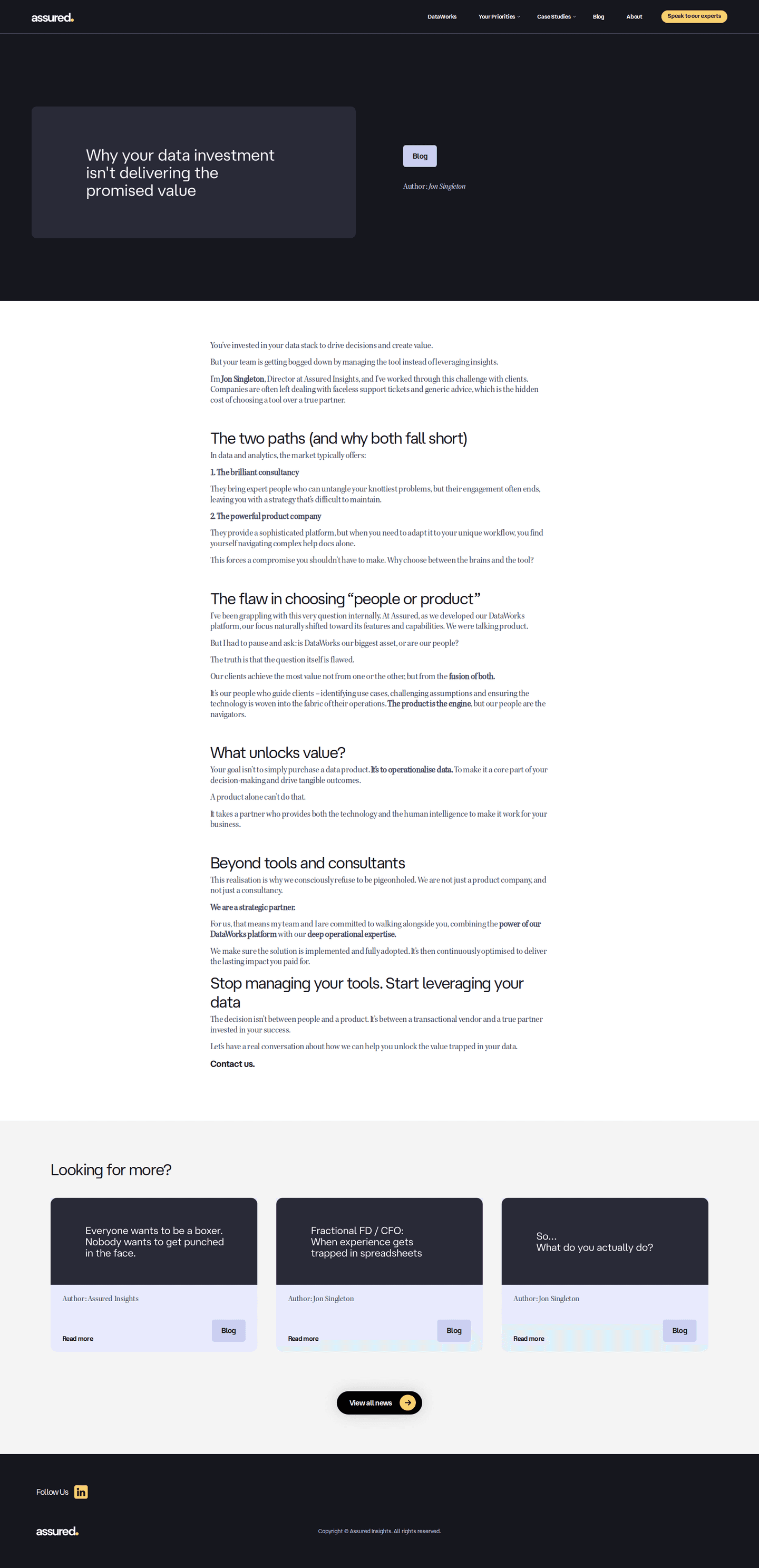Assured Insights blog page