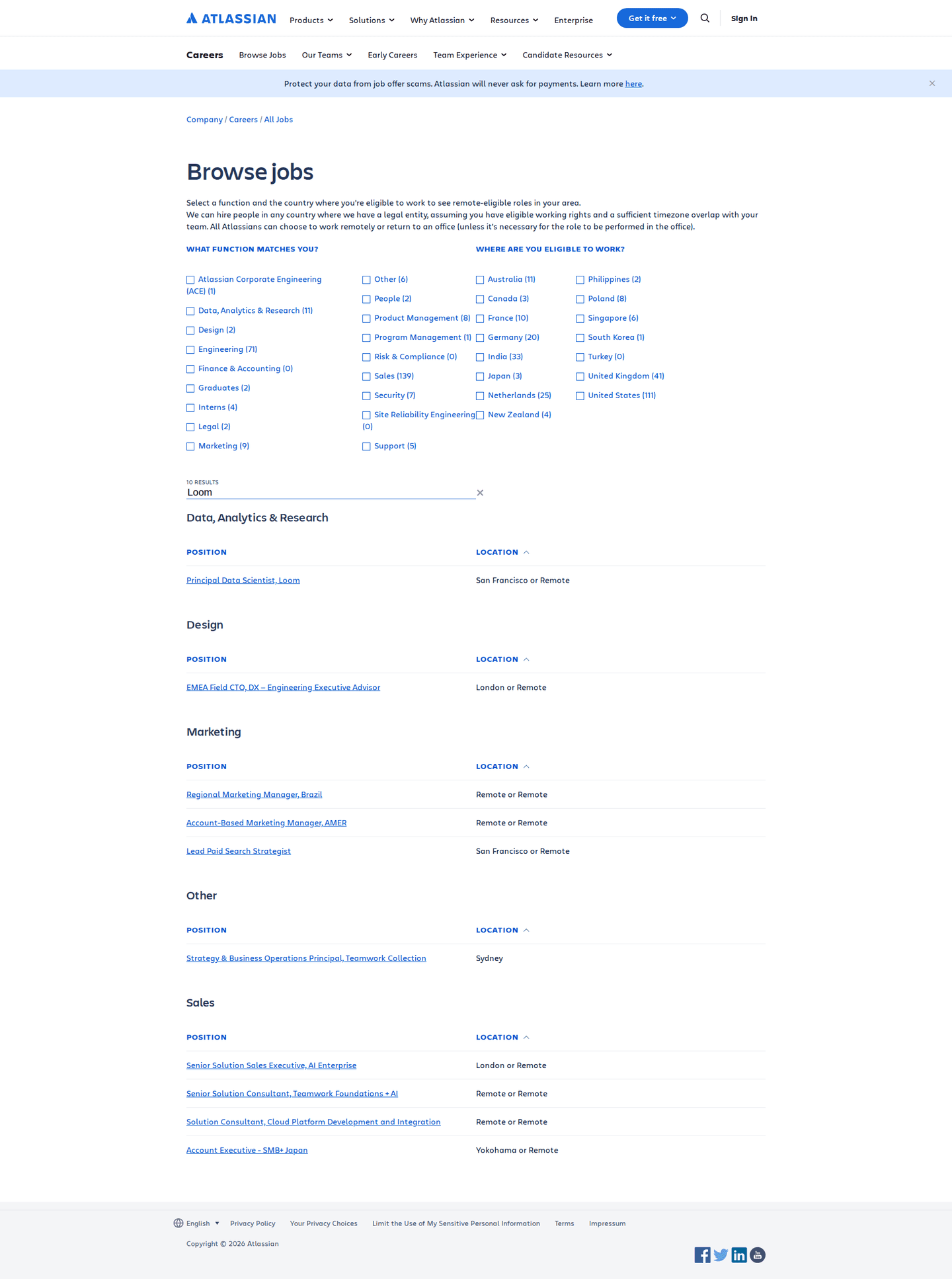 Loom careers page
