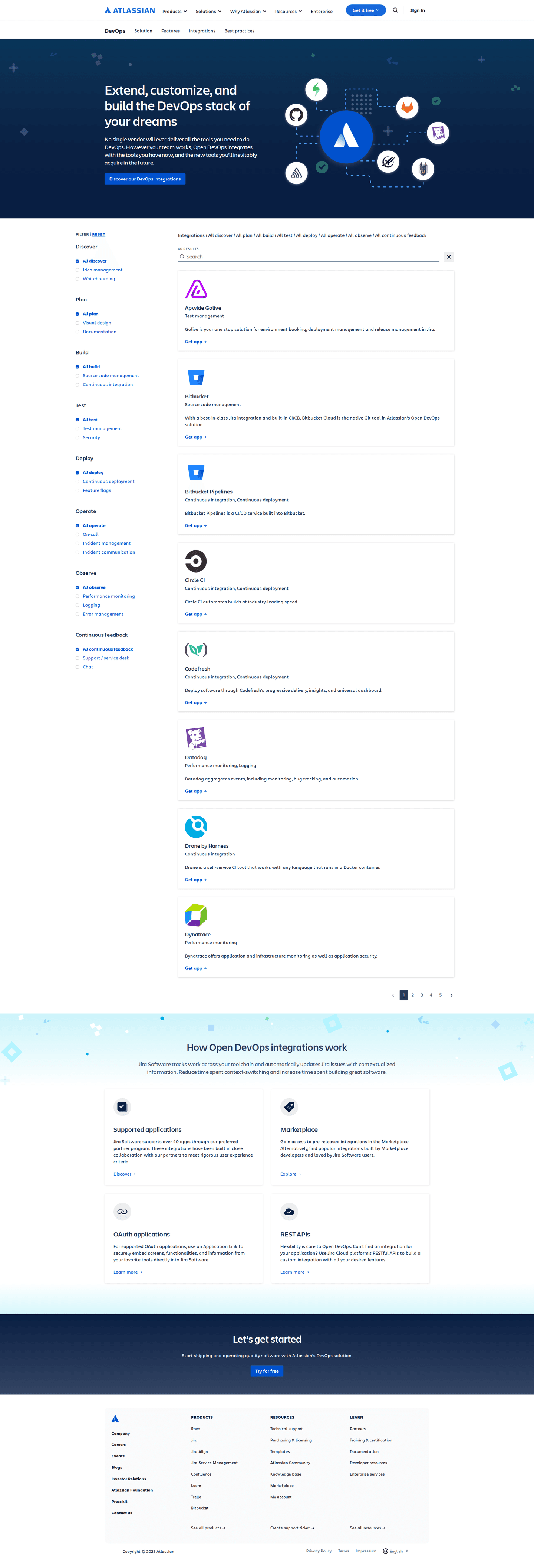 Jira integrations page