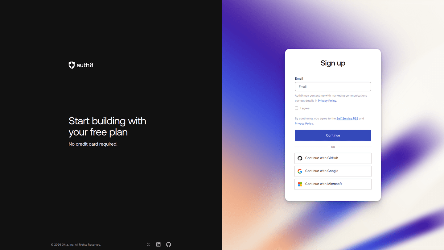Auth0 signup page
