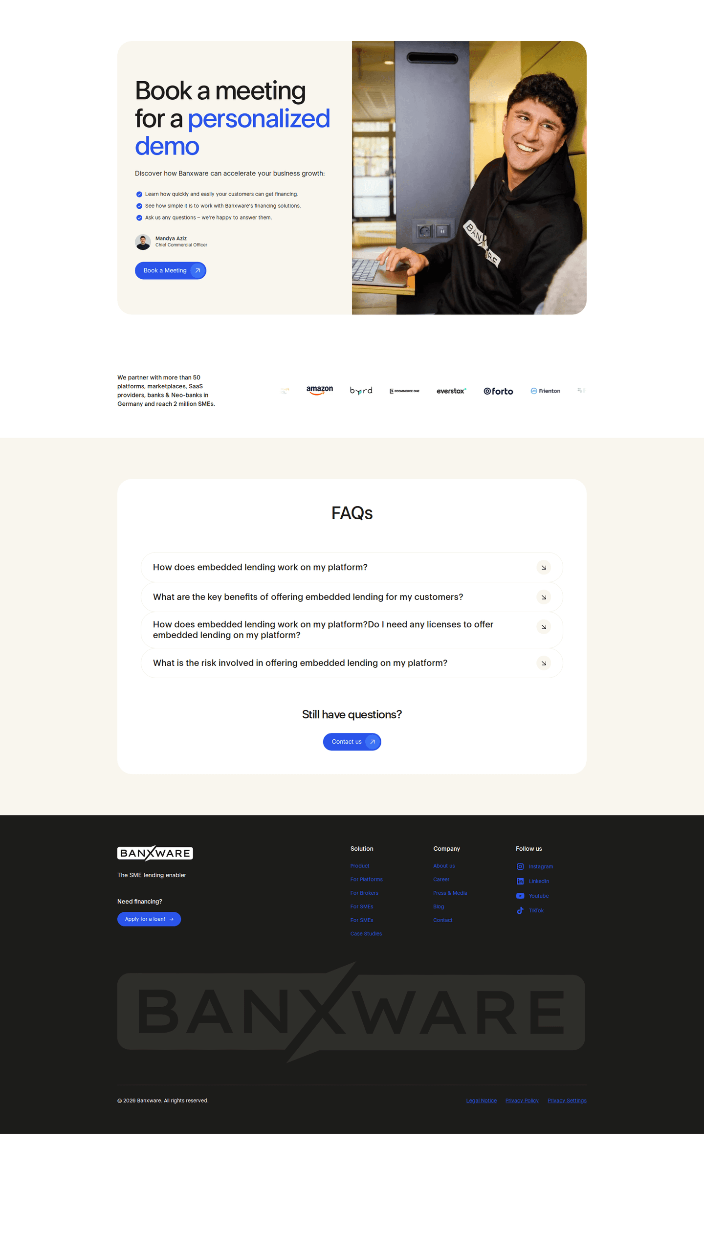 Banxware homepage