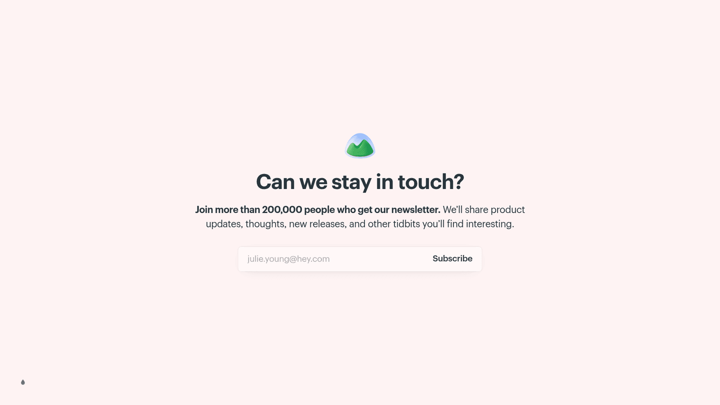 Basecamp newsletter page