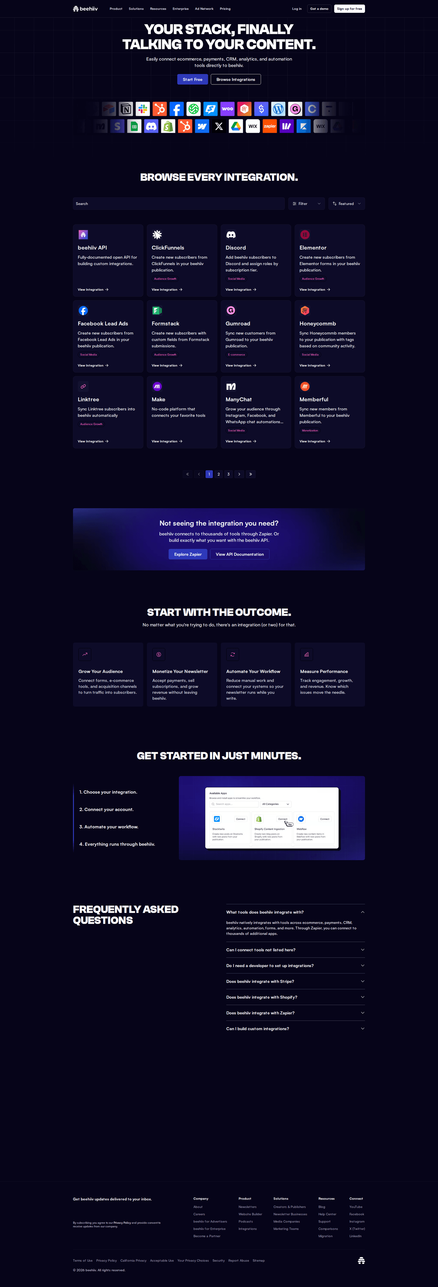 Behiiv integrations page