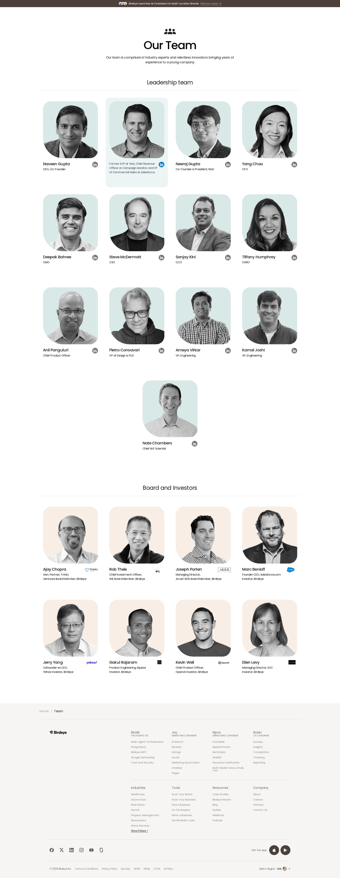 Team page example