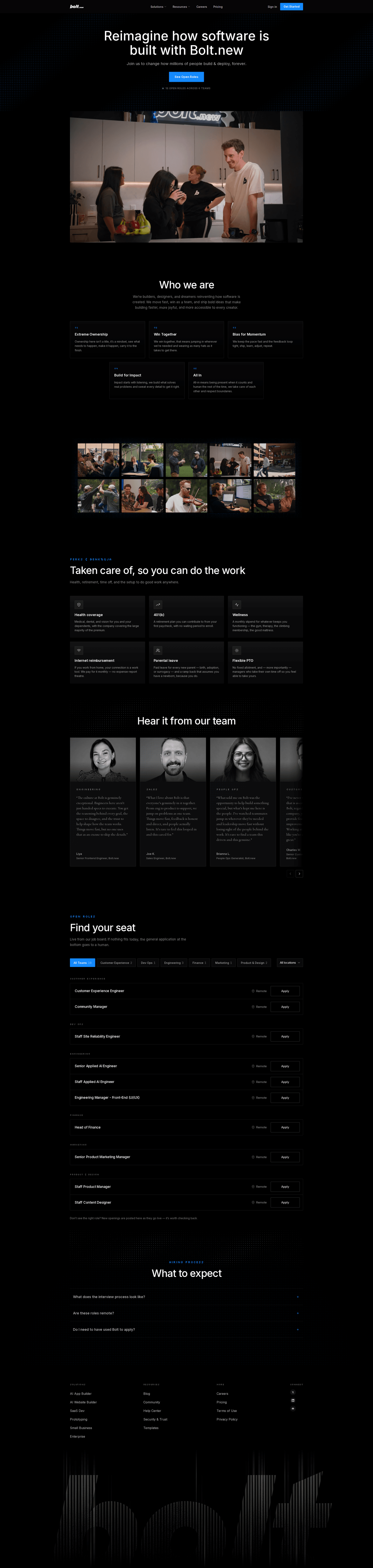 Bolt careers page