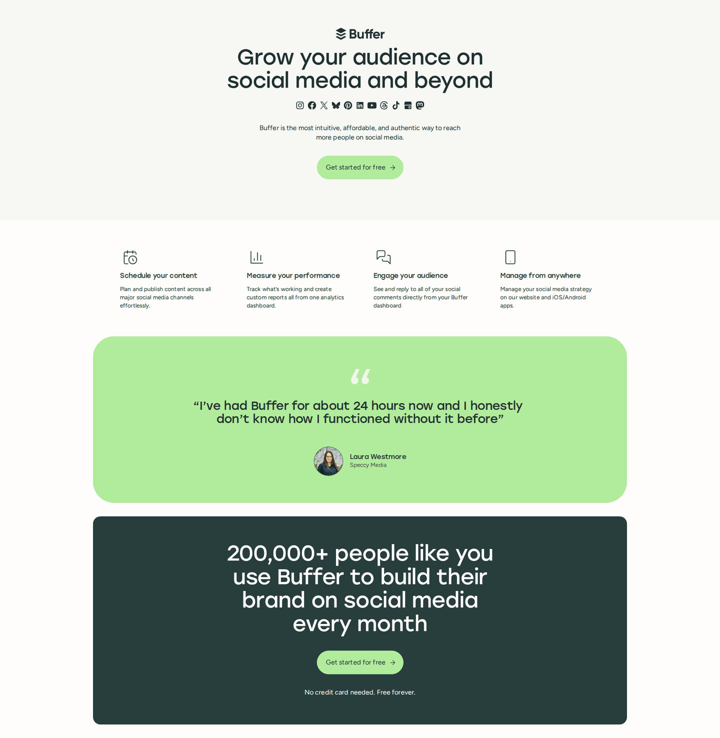 Buffer PPC landing page