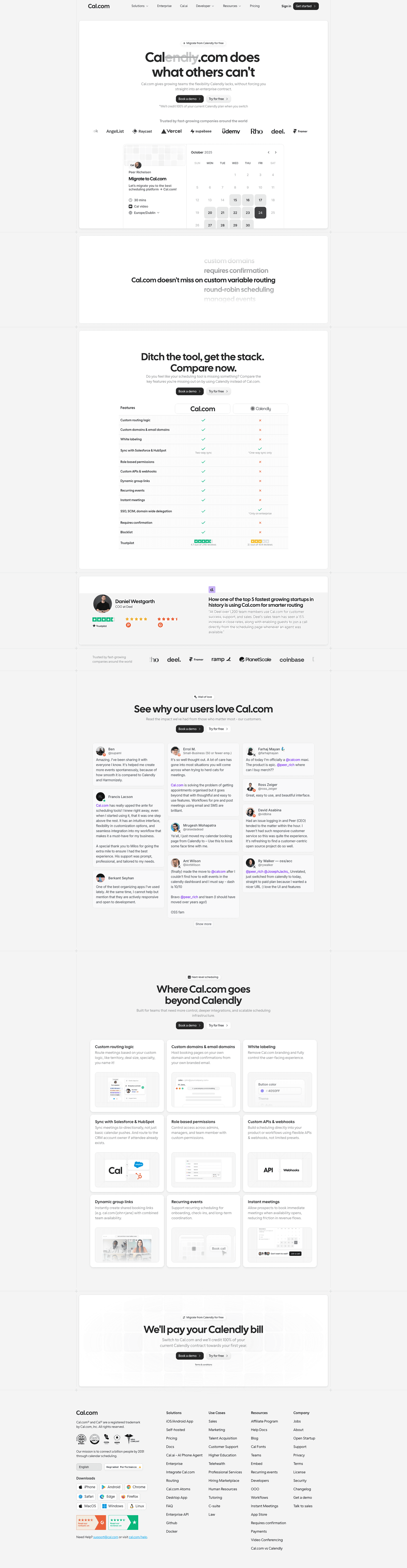 Cal.com comparison page
