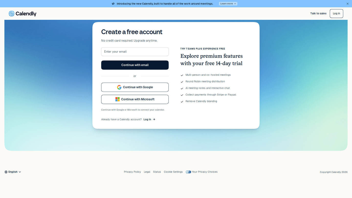 Calendly homepage