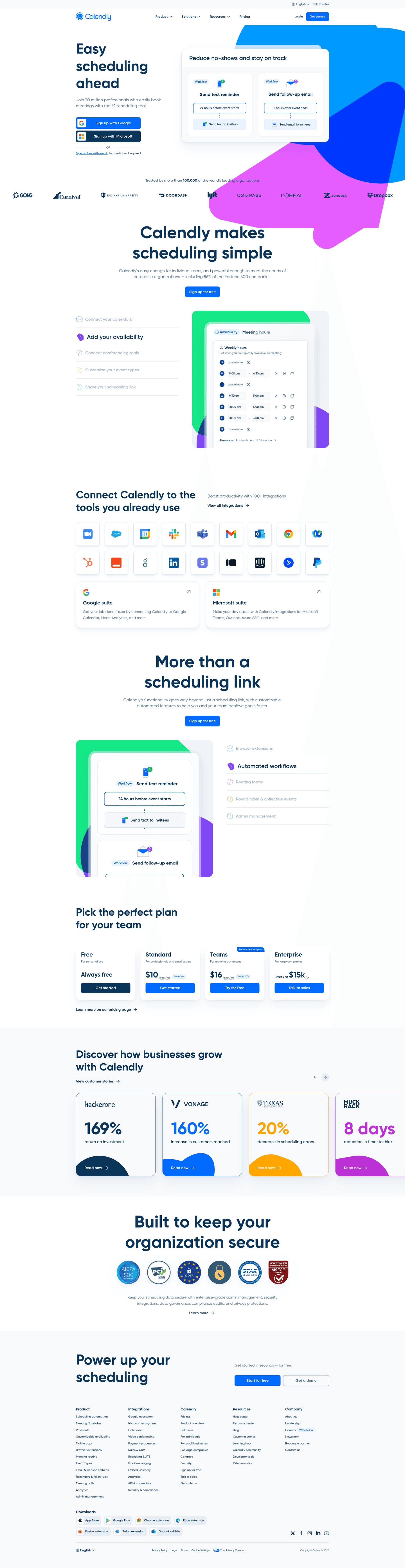 Calendly homepage