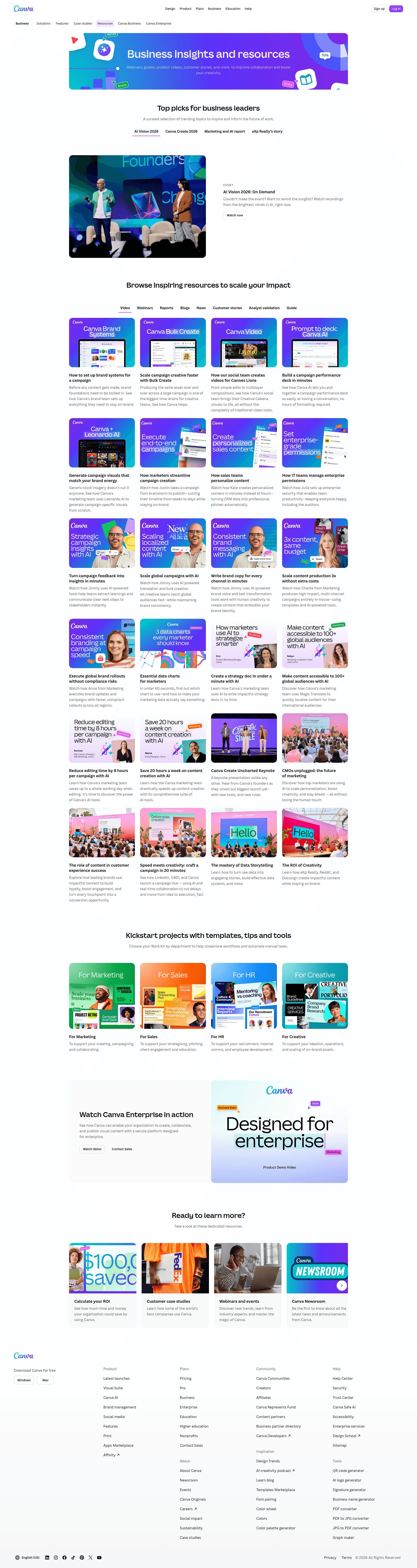 Canva resources page