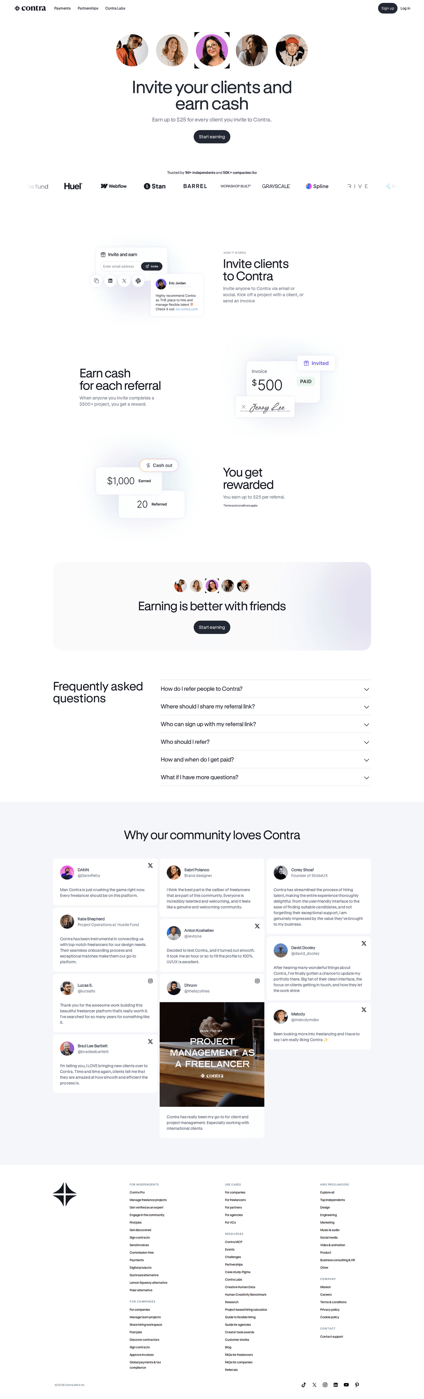 Contra partner page