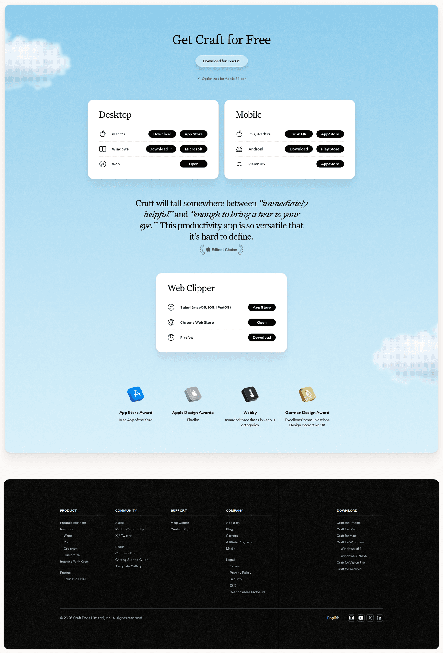 Craft download page