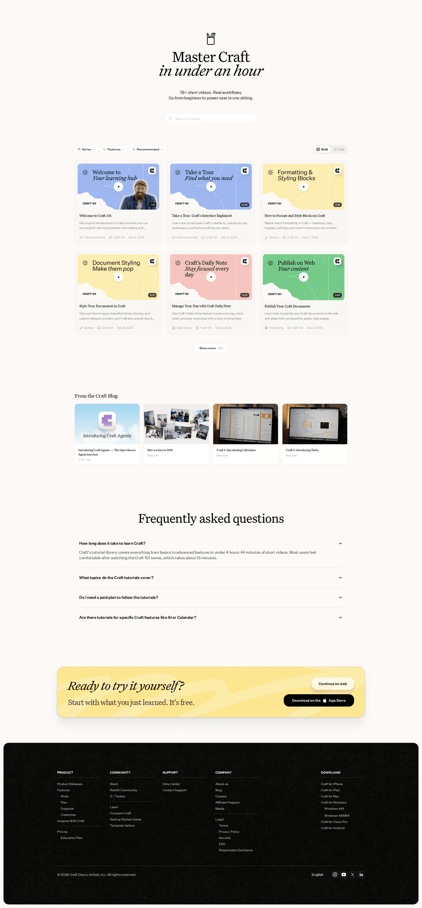 Craft resources page