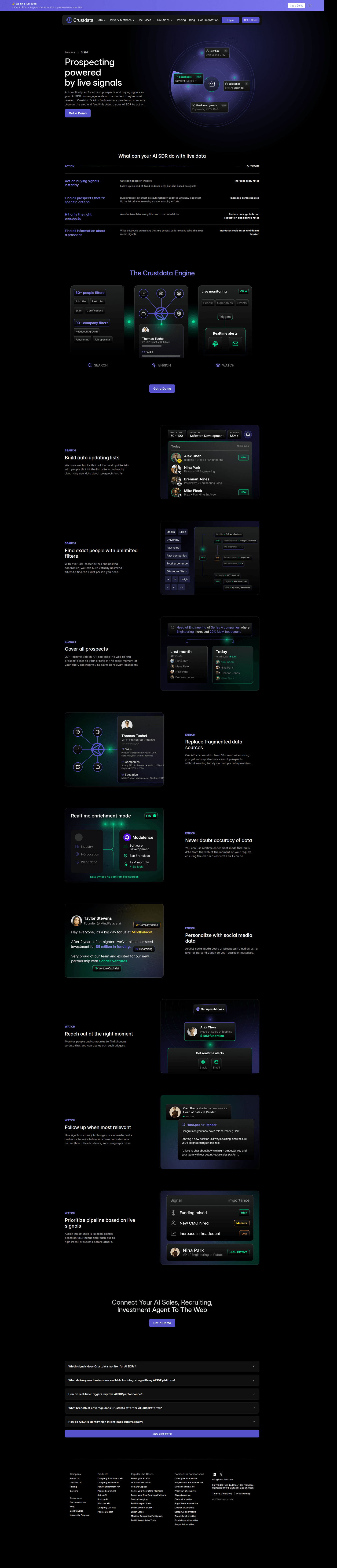 Crustdata Recruiter feature page