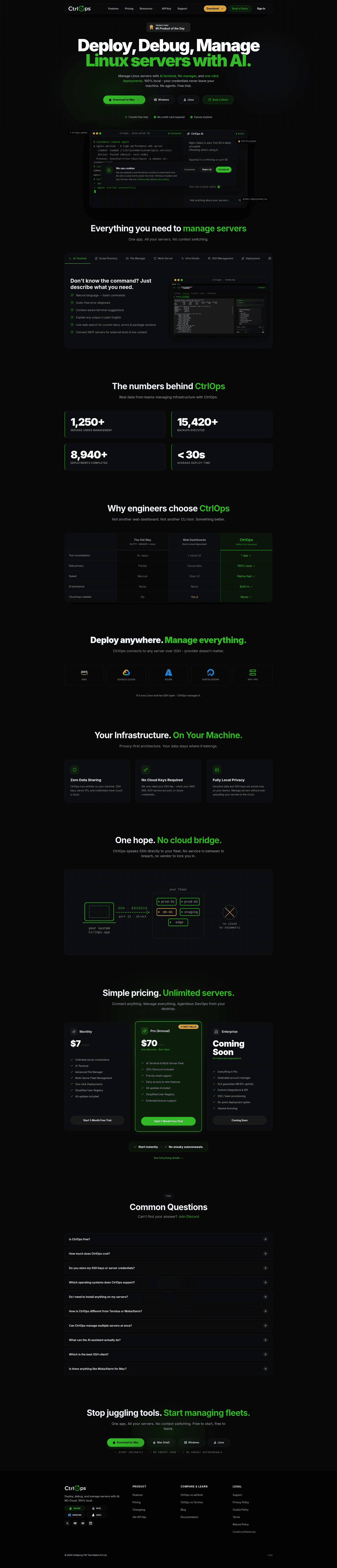 Top Operations landing page example