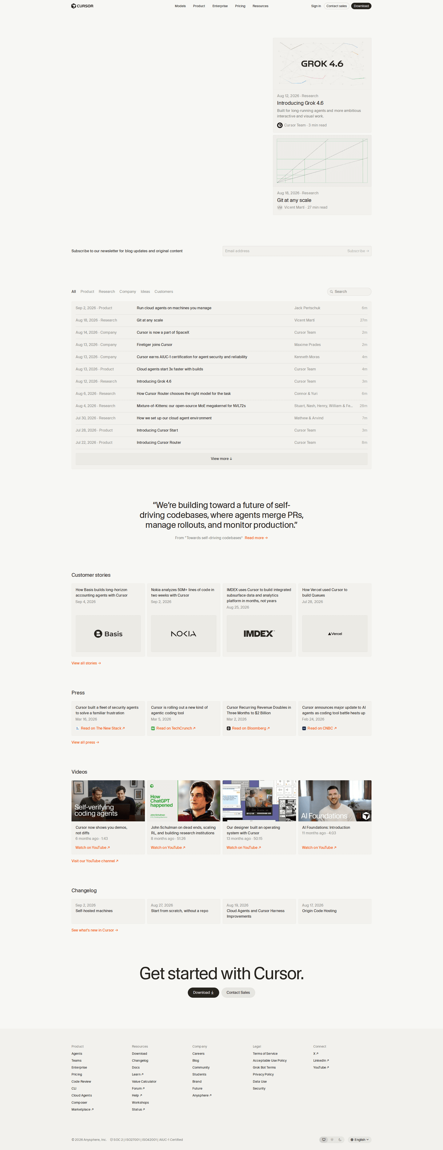 Cursor blog page