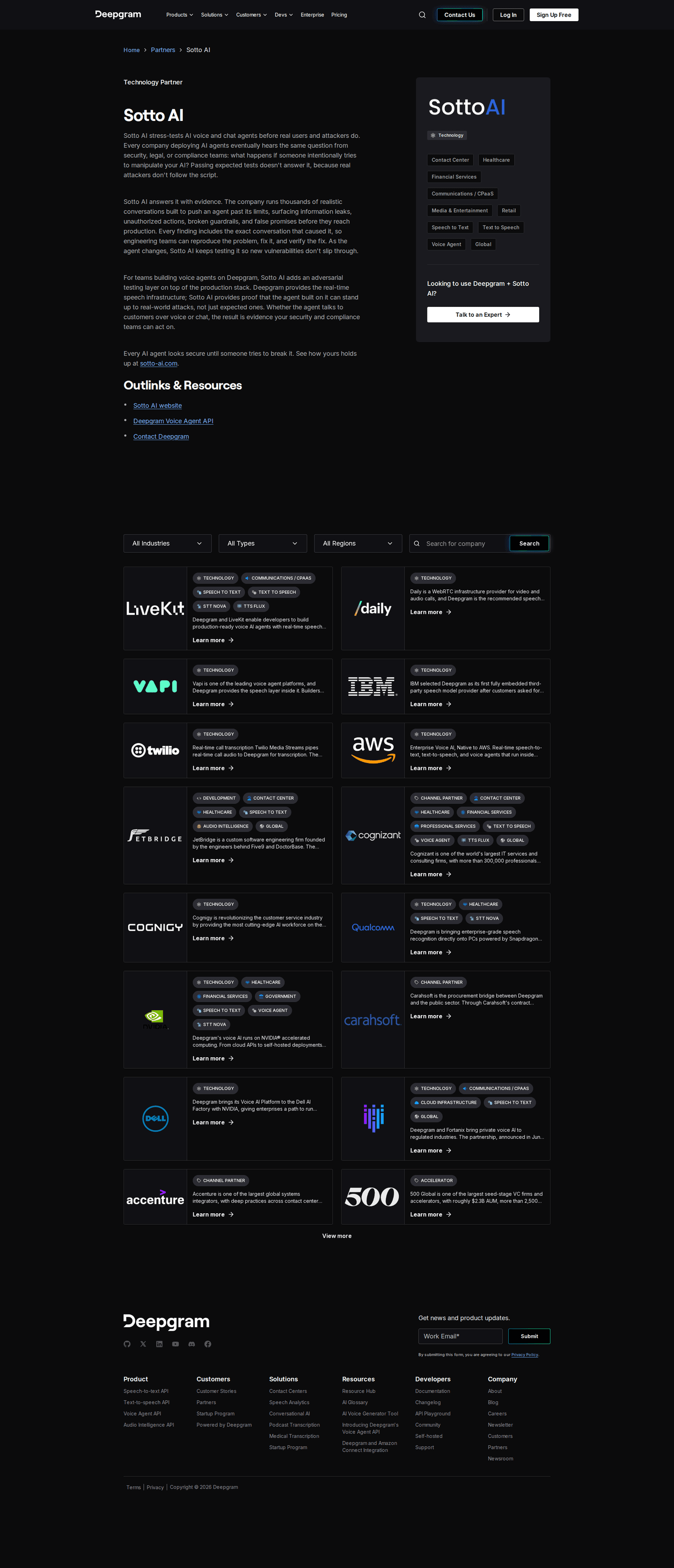 Deepgram partner page
