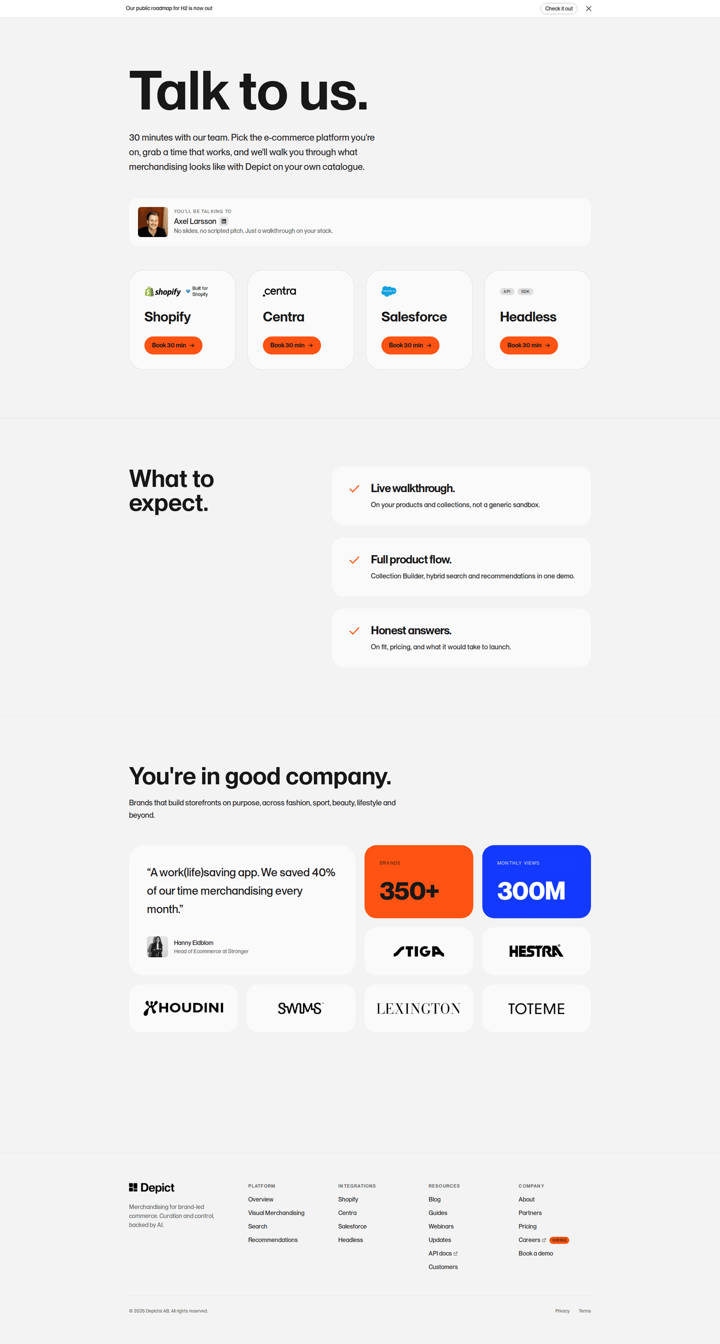 Depict homepage