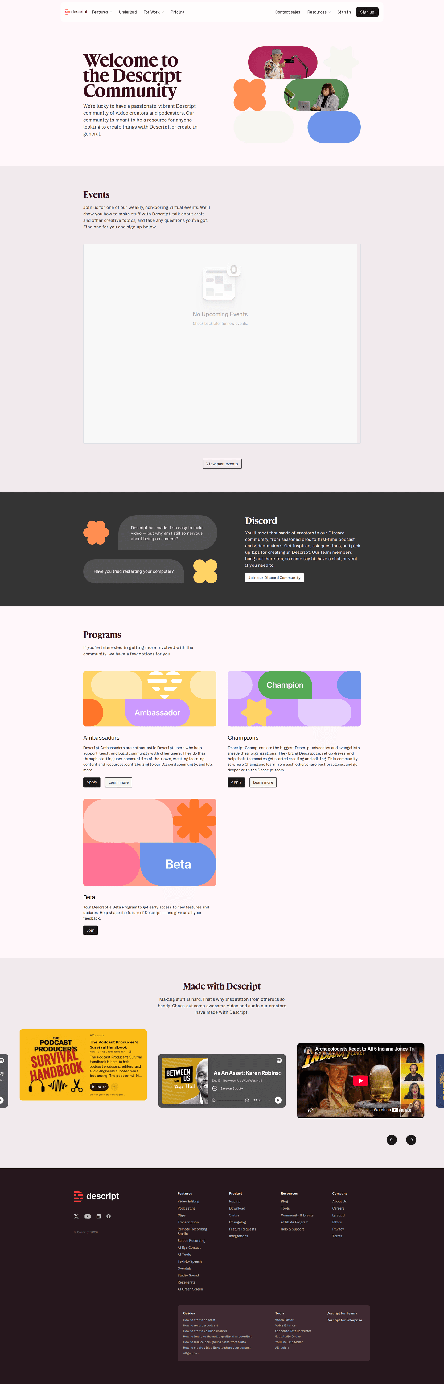 Descript community page