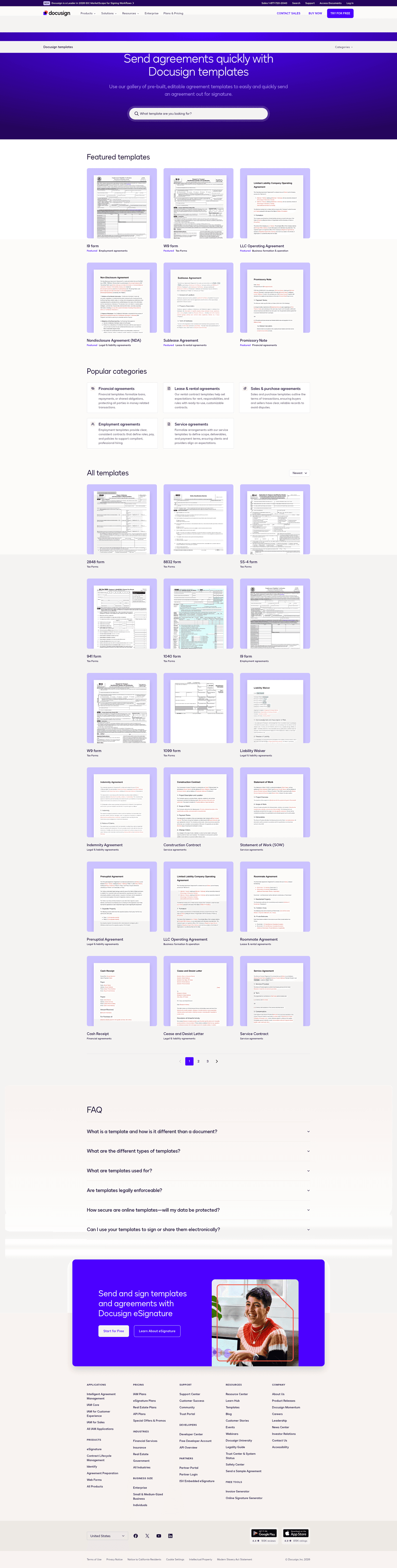 DocuSign template page