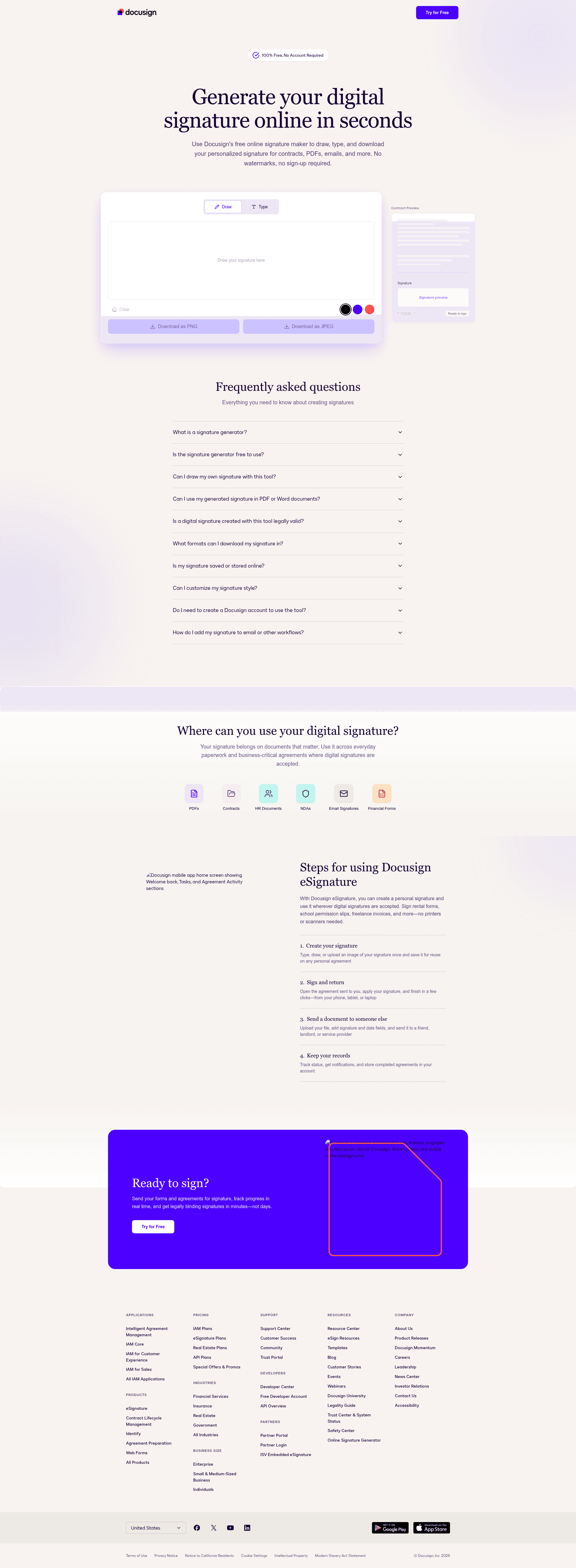DocuSign homepage