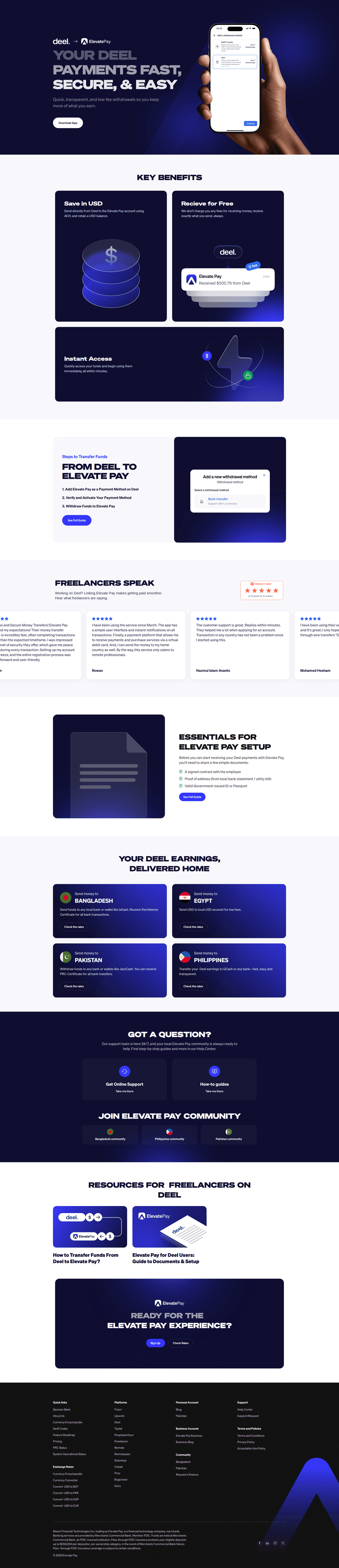 Elevate Pay integrations page