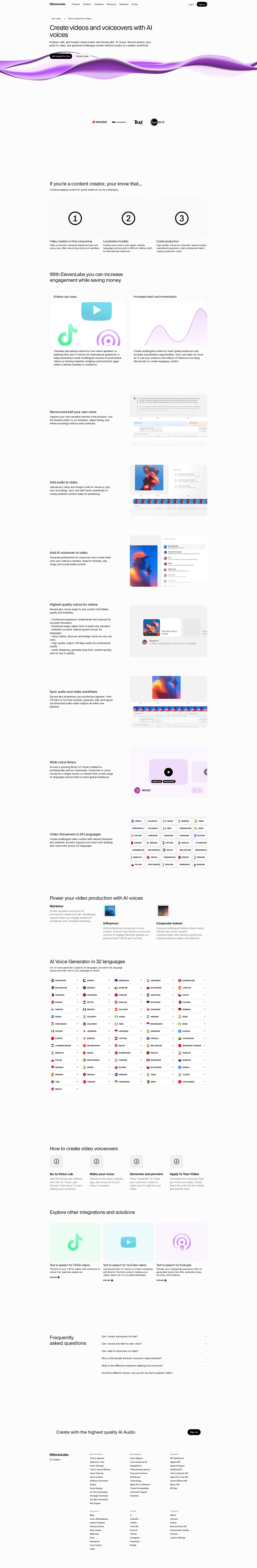 ElevenLabs feature page