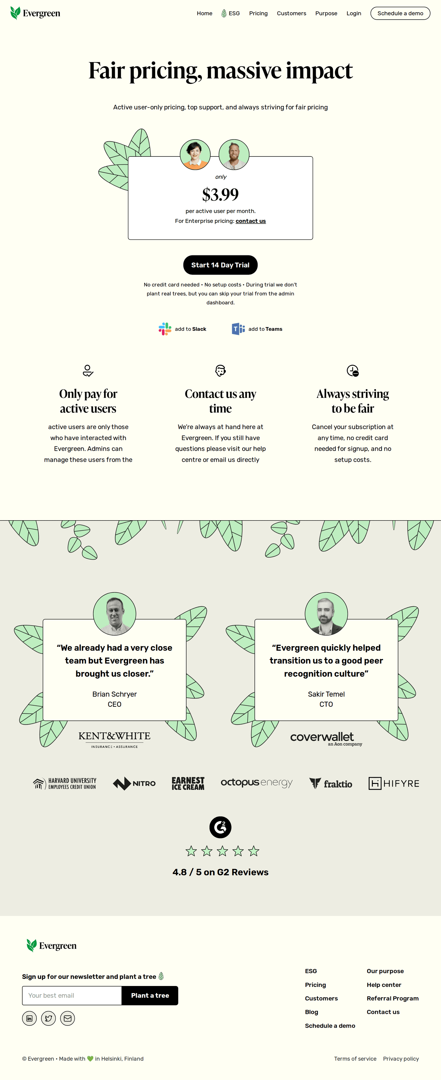 Evergreen homepage