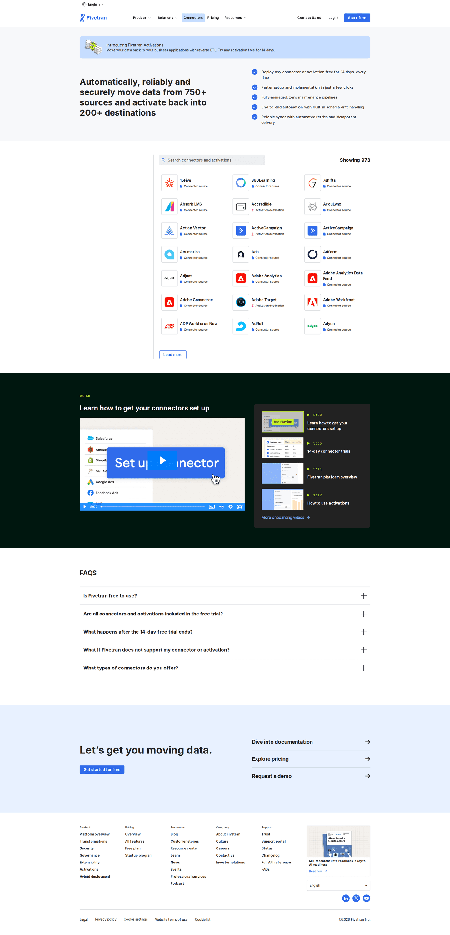 Fivetran homepage