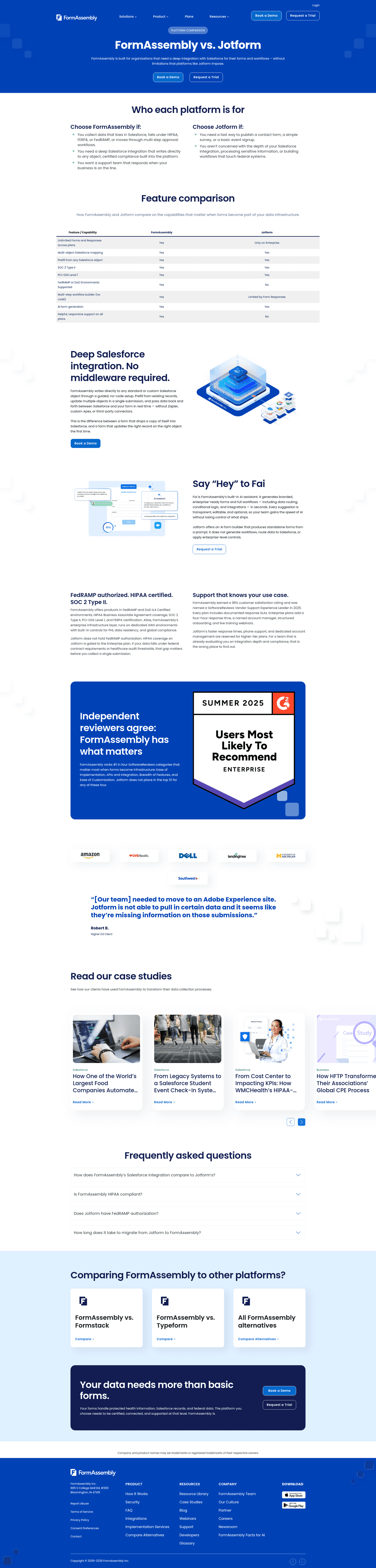 FormAssembly comparison page