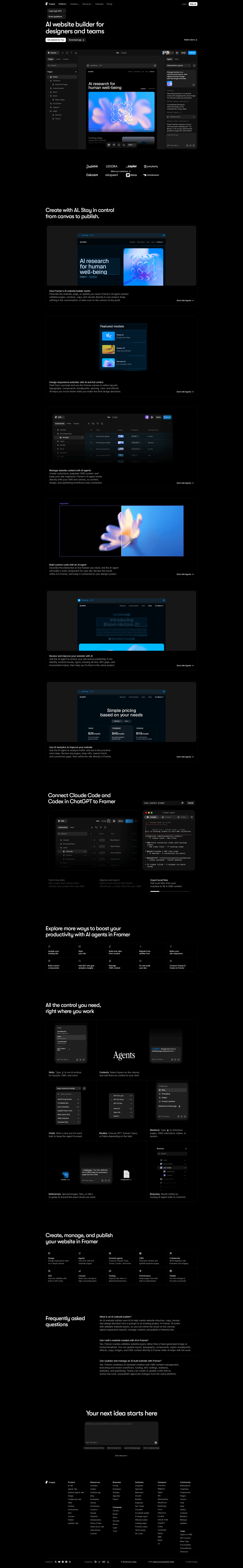 Framer AI product page