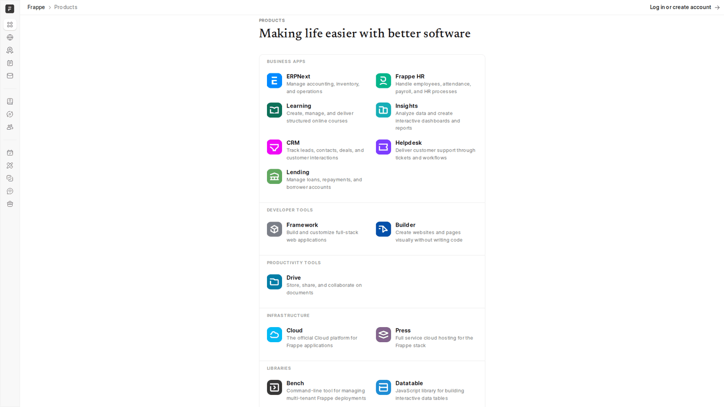 ERPNext (Frappe) feature page