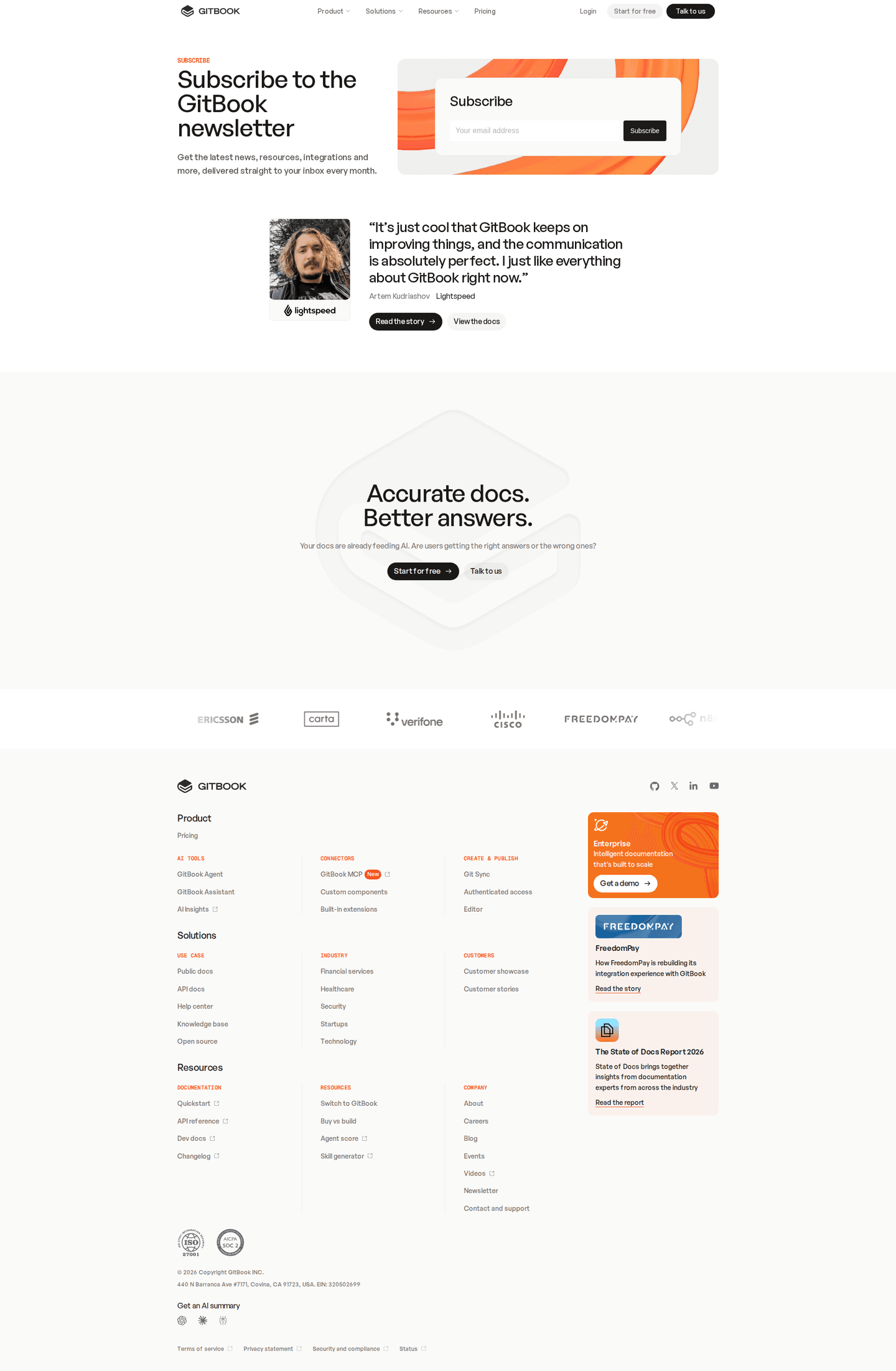 Newsletter page example