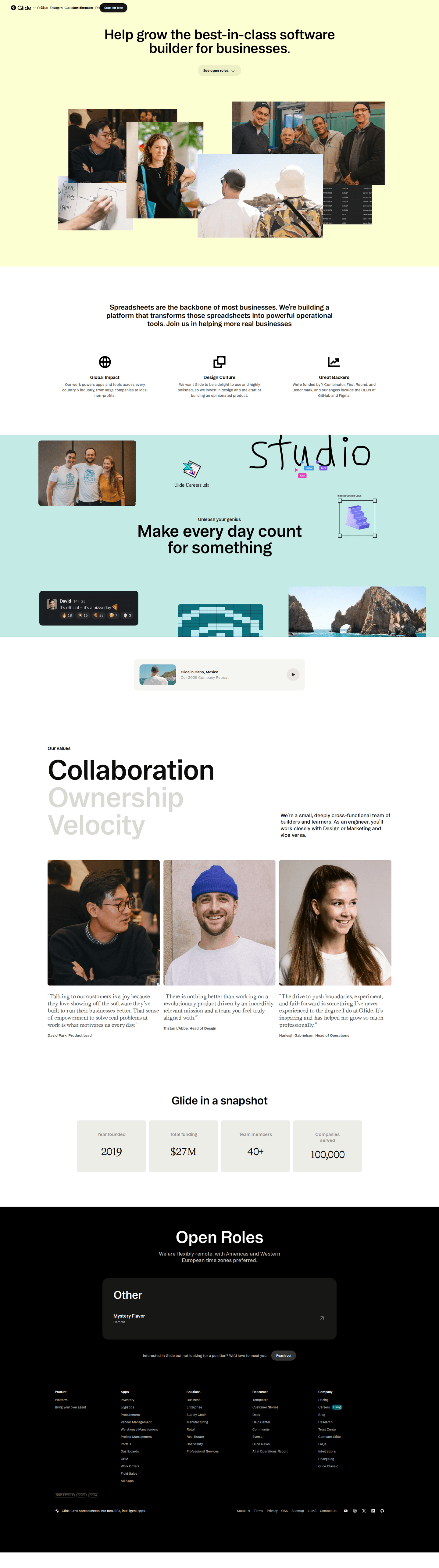Glide careers page