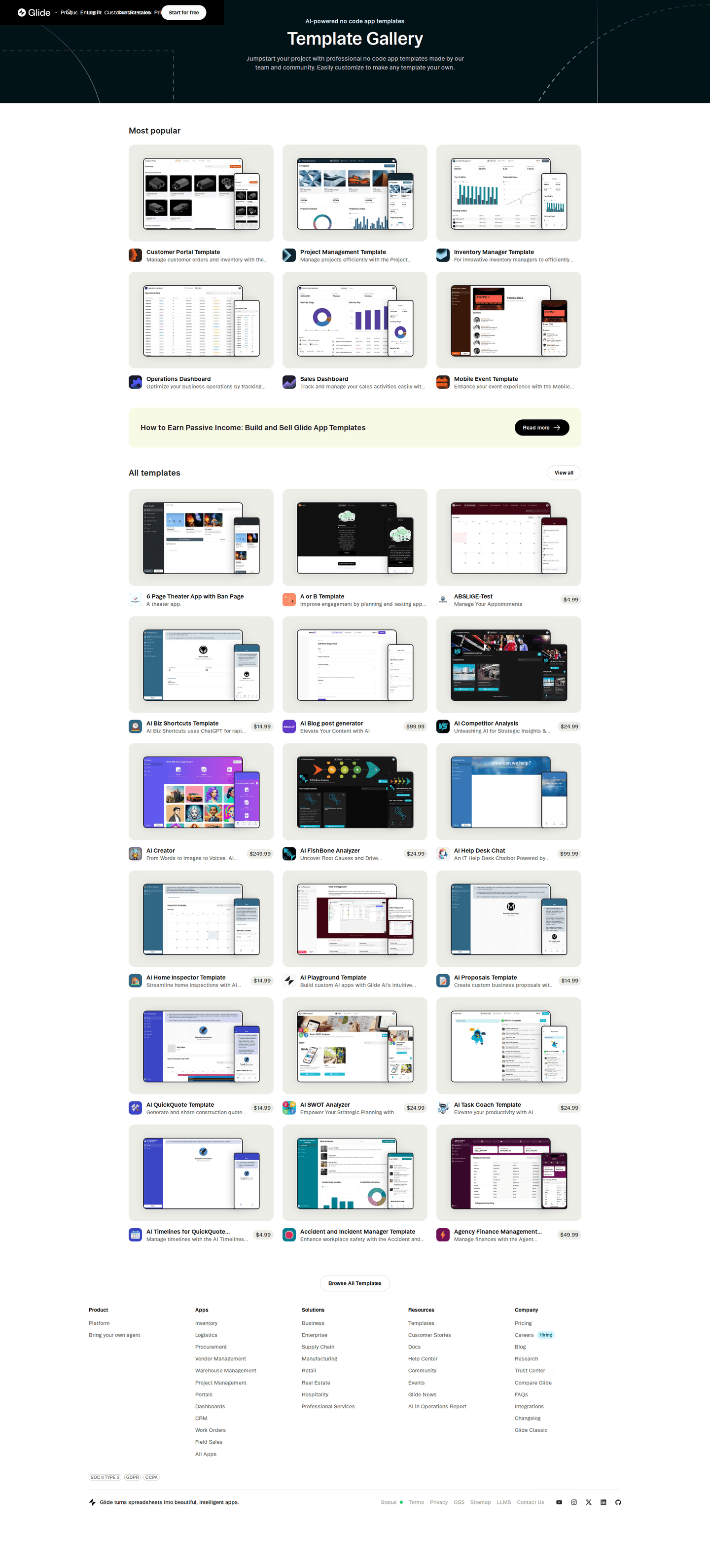 Glide template page
