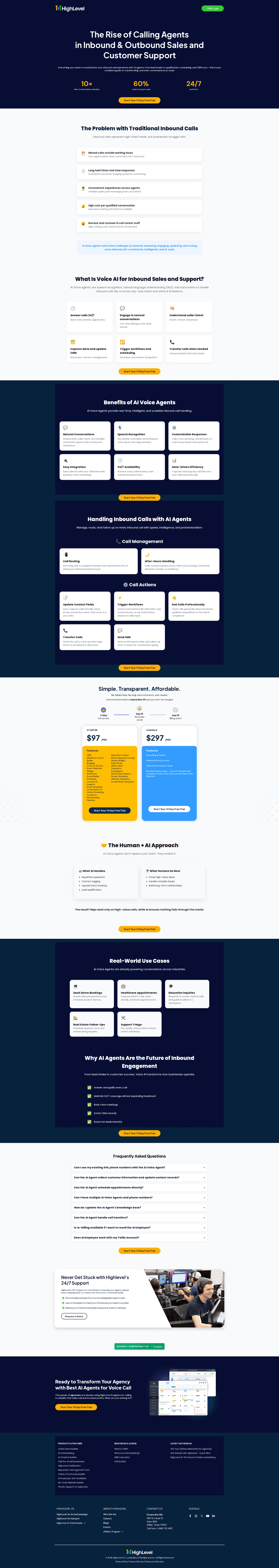 GoHighLevel AI agent page