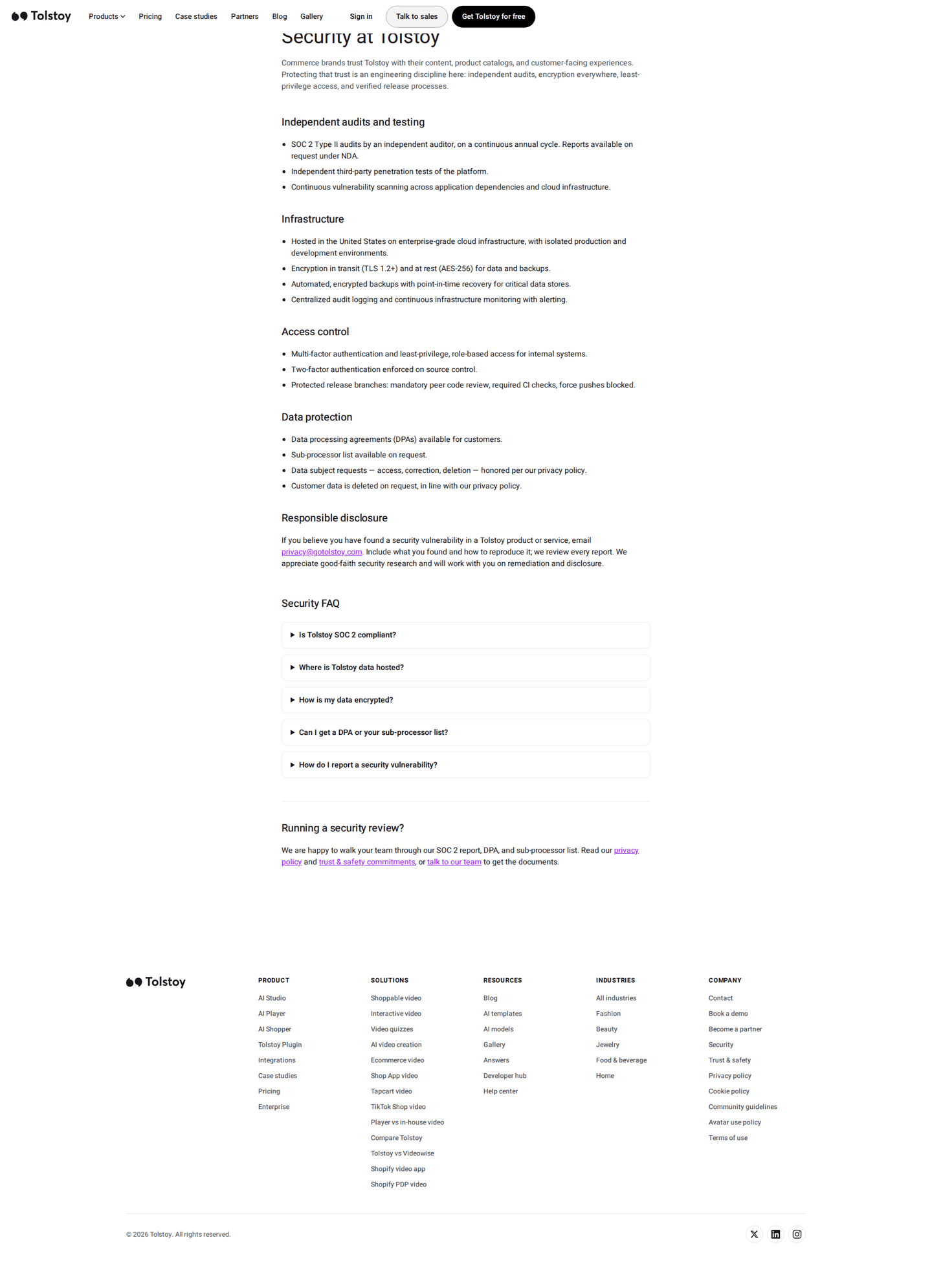 Tolstoy security page