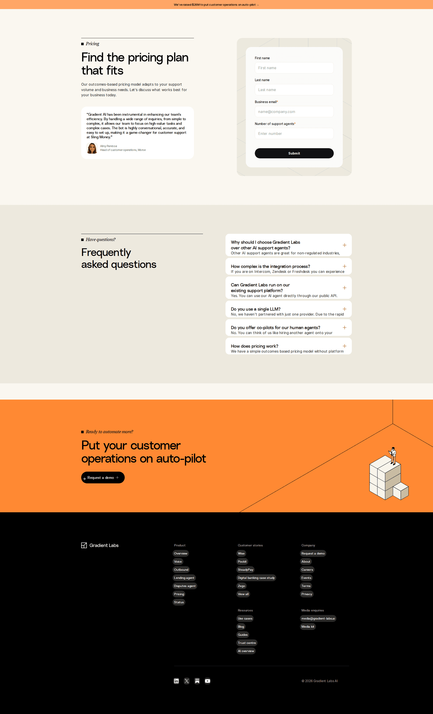 Gradient Labs homepage