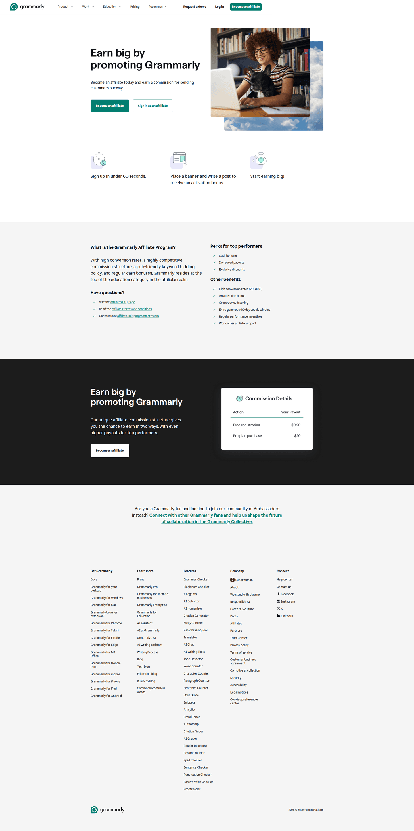 Affiliate program page example