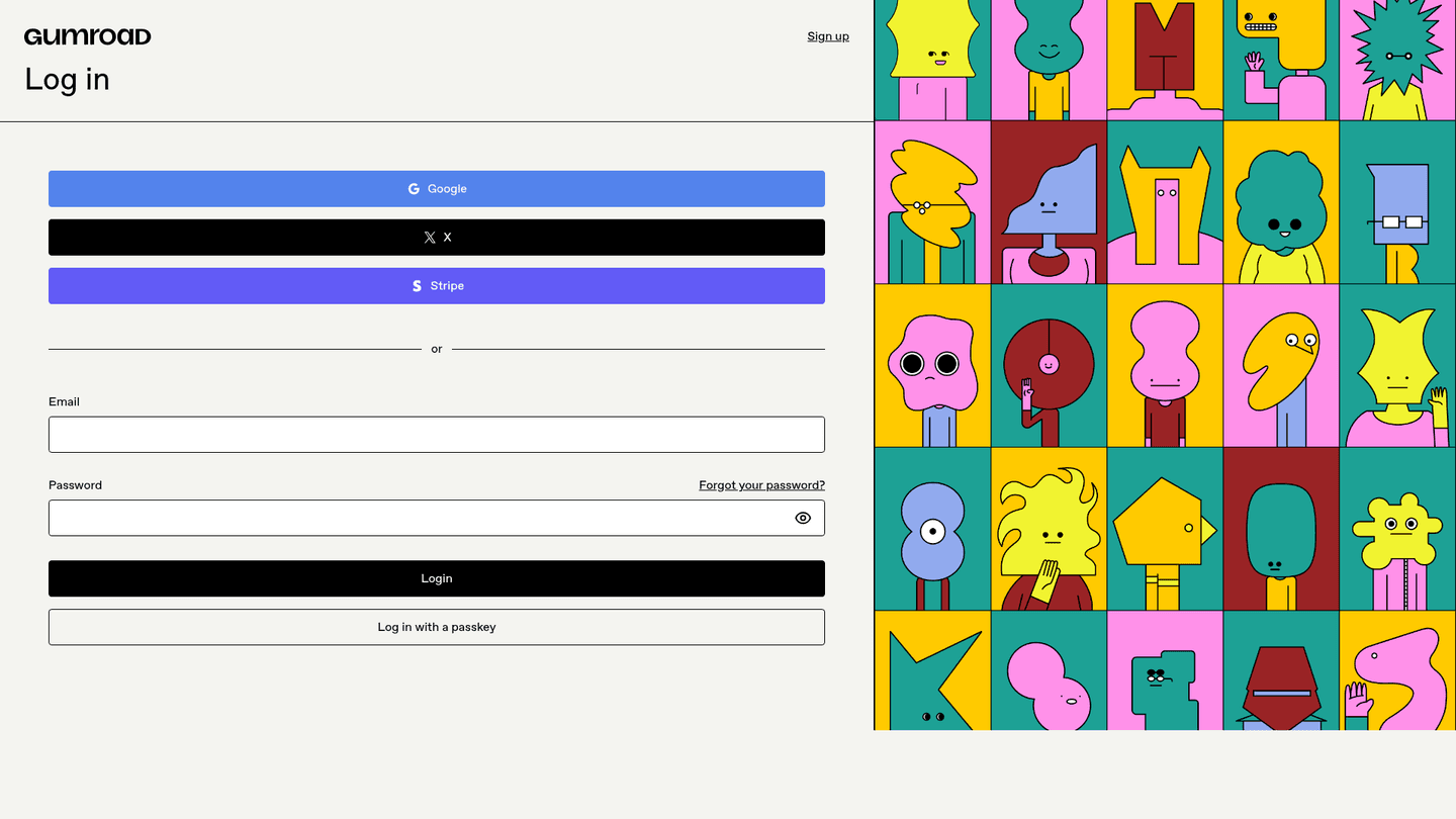 Gumroad login page