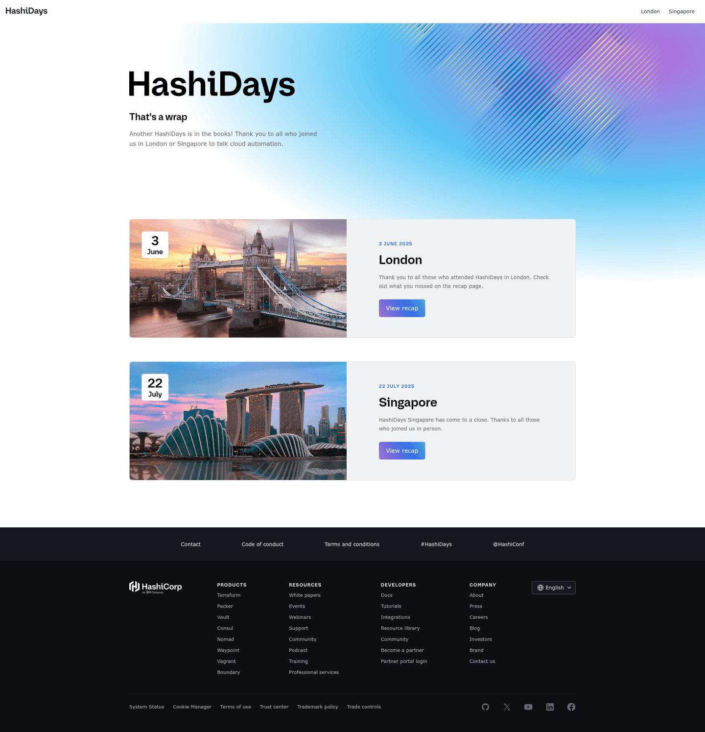 HashiCorp conference page