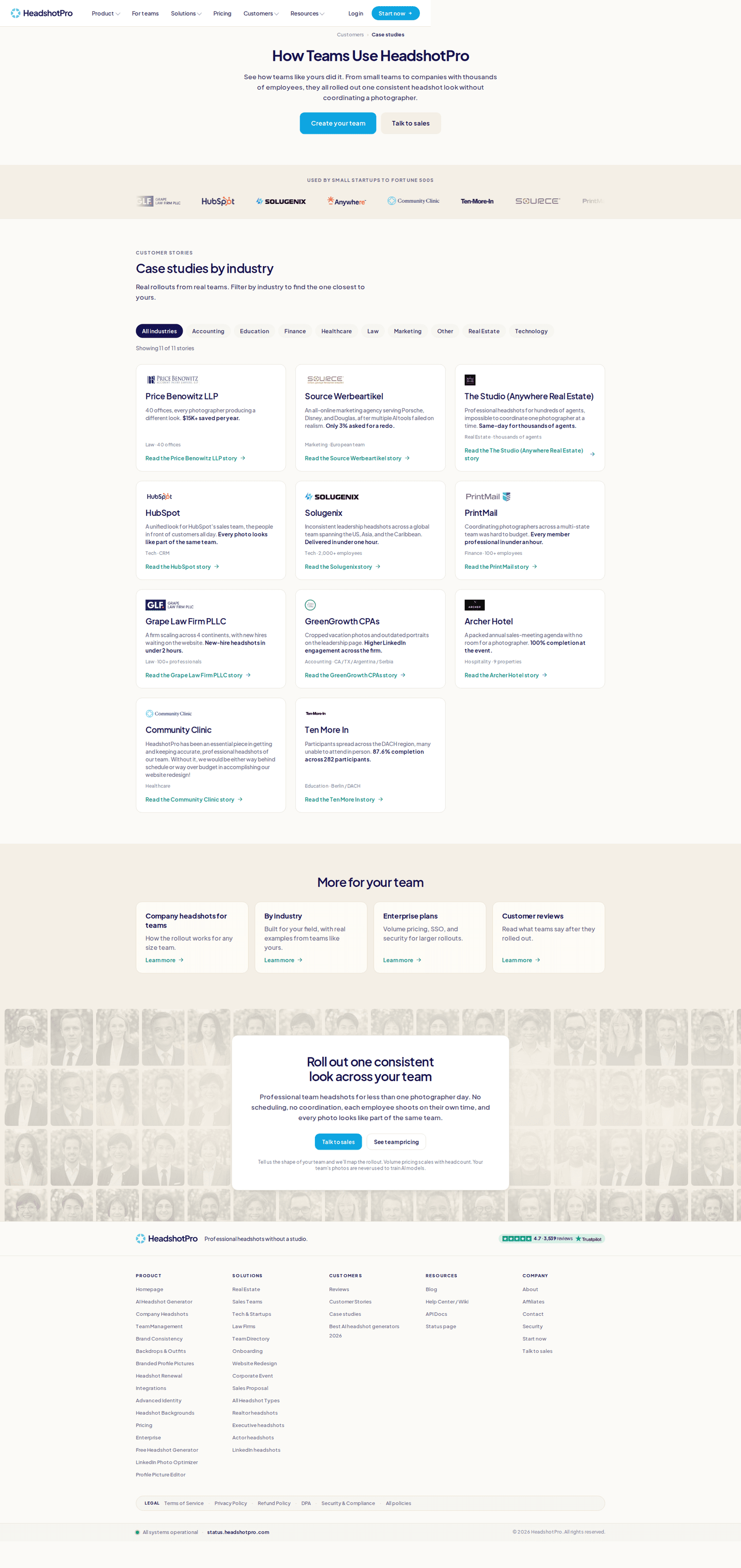 HeadshotPro homepage