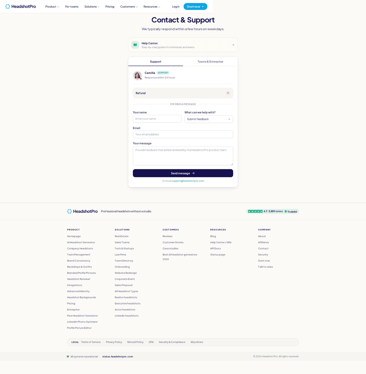 HeadshotPro homepage