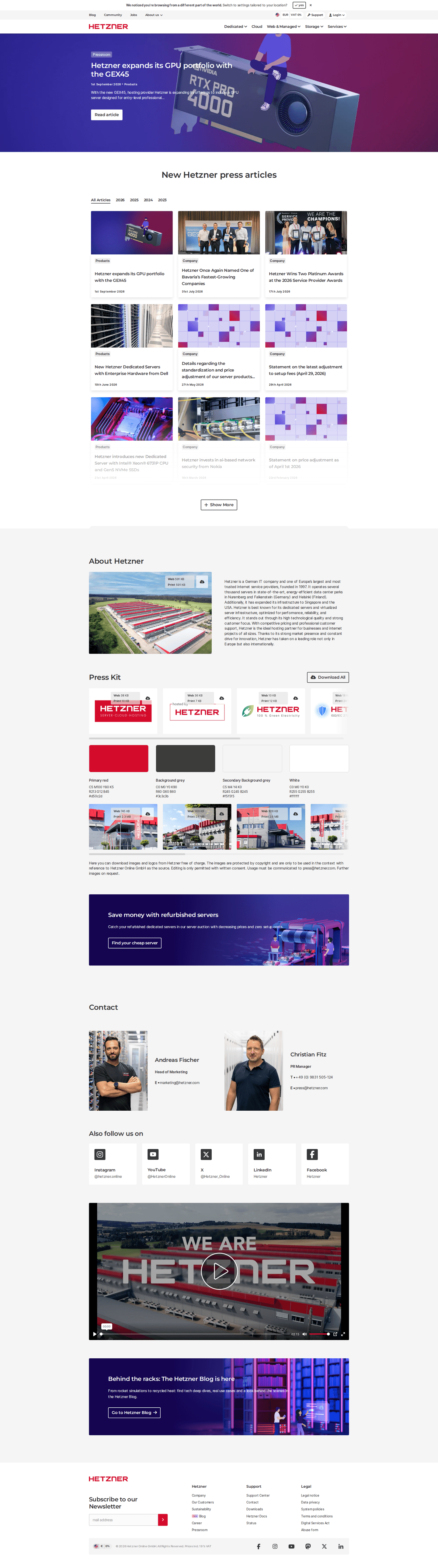 Hetzner press page