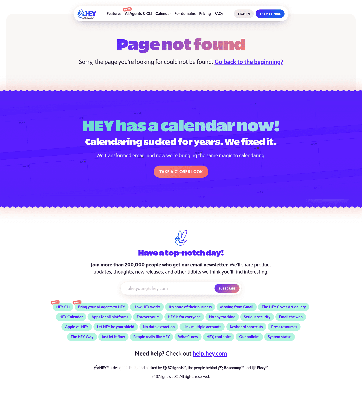 HEY 404 page