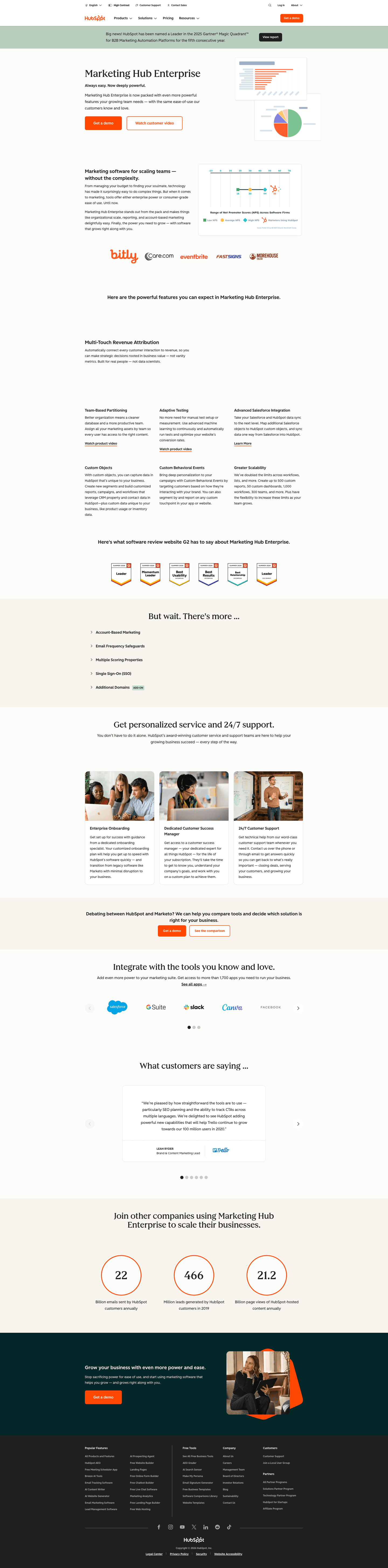HubSpot enterprise page