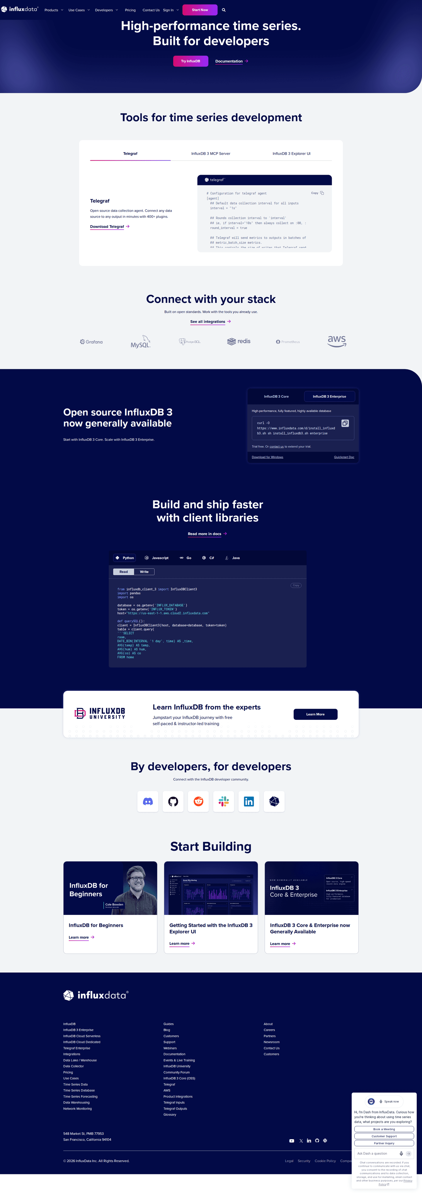 InfluxData developer page