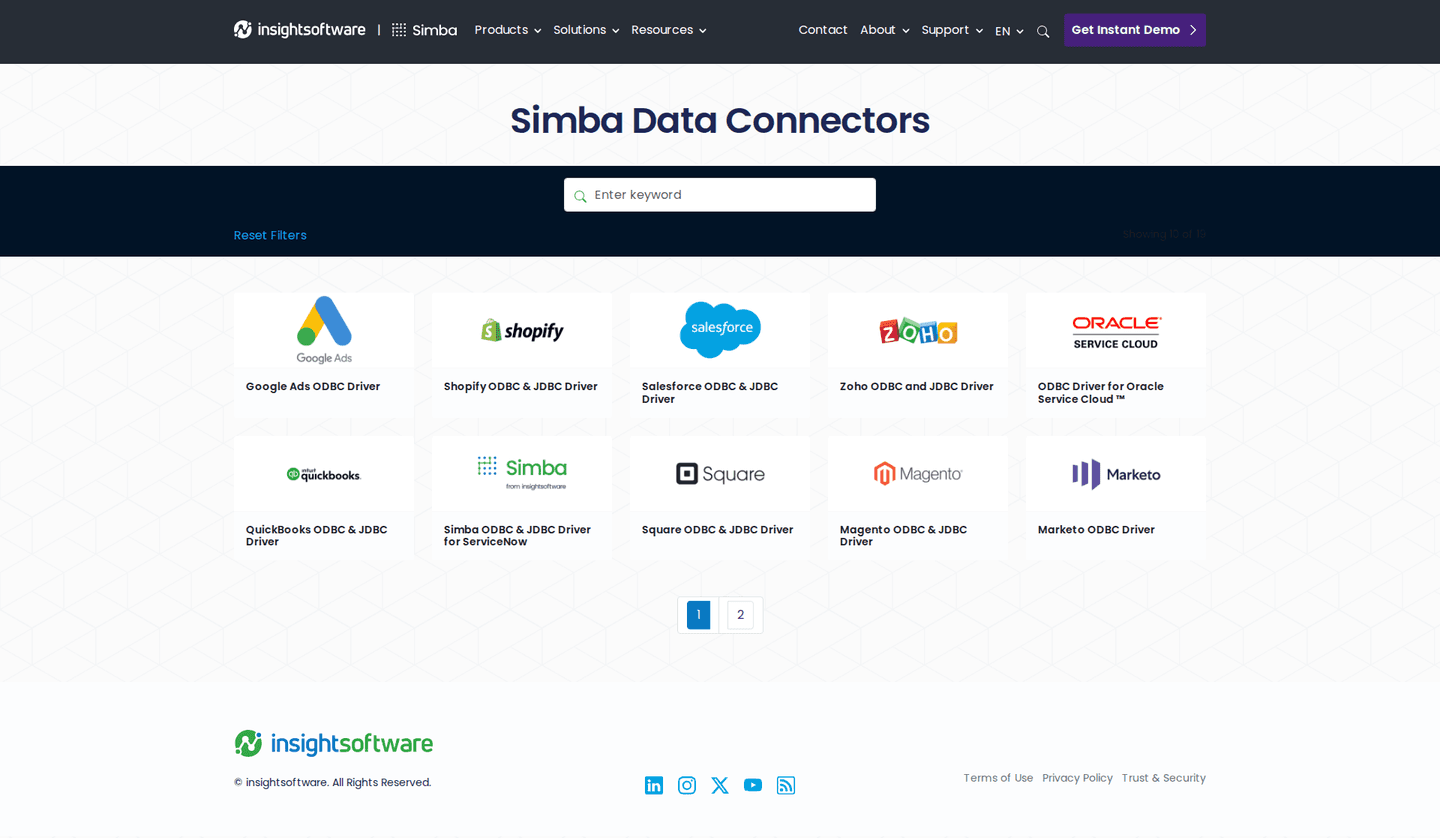 Insightsoftware integrations page